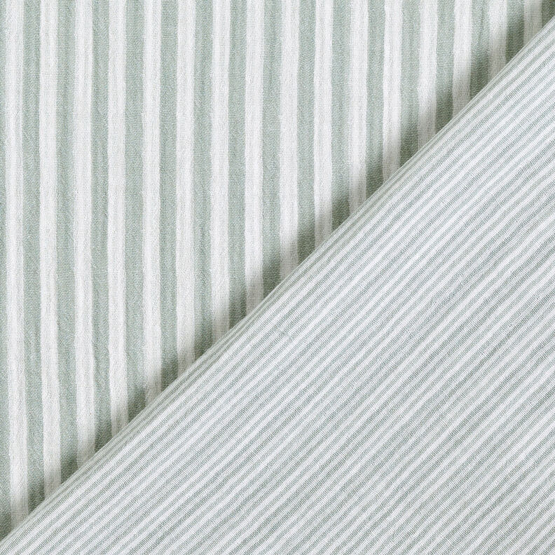 Musselin/Dobbelt-Crincle stof Doubleface striber &ndash; reed/hvid,  image number 1