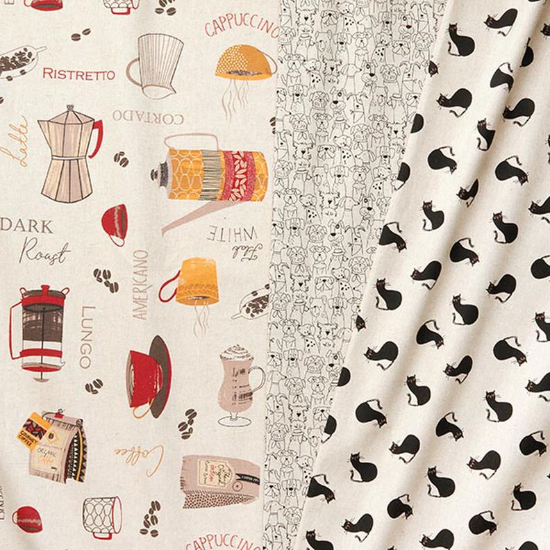 Dekorationsstof Halvpanama Tegneserie hunde – sort/natur,  image number 5