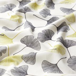 Bomuldsjersey Ginkgoblade – uldhvid/lindgrøn, 
