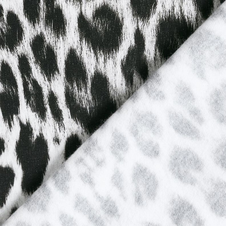 French Terry, børstet sneleopard digitaltryk – sort/hvid,  image number 4