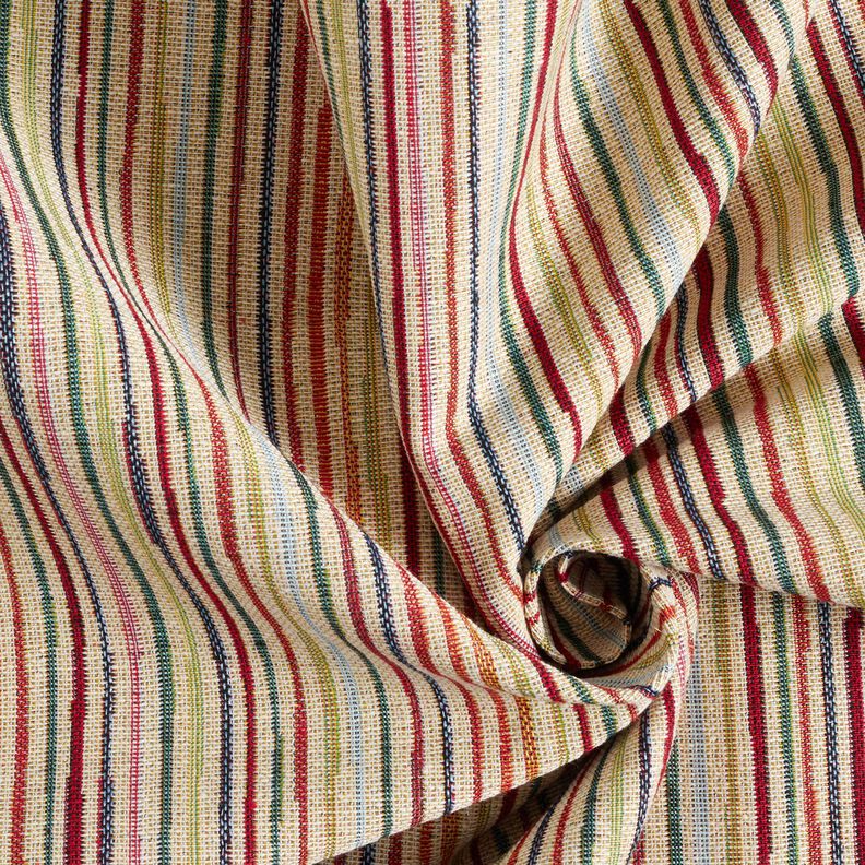 Dekorationsstof Gobelin farverige striber – lysebeige/karminrød,  image number 3