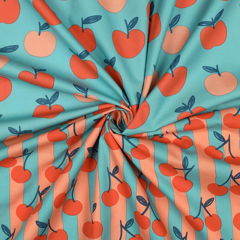 Bomuldspoplin store æbler | Poppy Fabrics – aquablå/laksefarvet,  image number 3