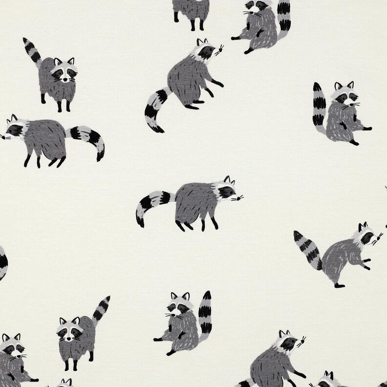 Bomuldsjersey vaskebjørne Digitaltryk | Poppy Fabrics – uldhvid,  image number 1