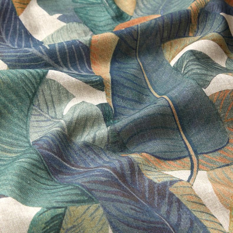 Dekorationsstof Halvpanama bananblade – blågrå/lys taupe,  image number 2