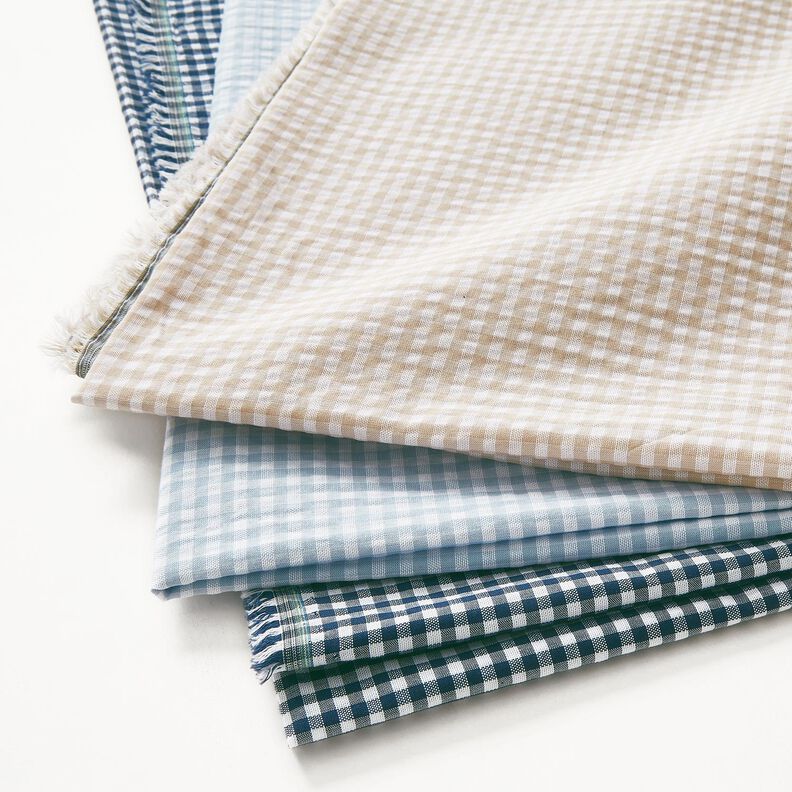 <h2>Seersucker, sm&aring; tern, beige &ndash; anemone/hvid &ndash; med karakteristisk struktur og fint ternet,  image number 5