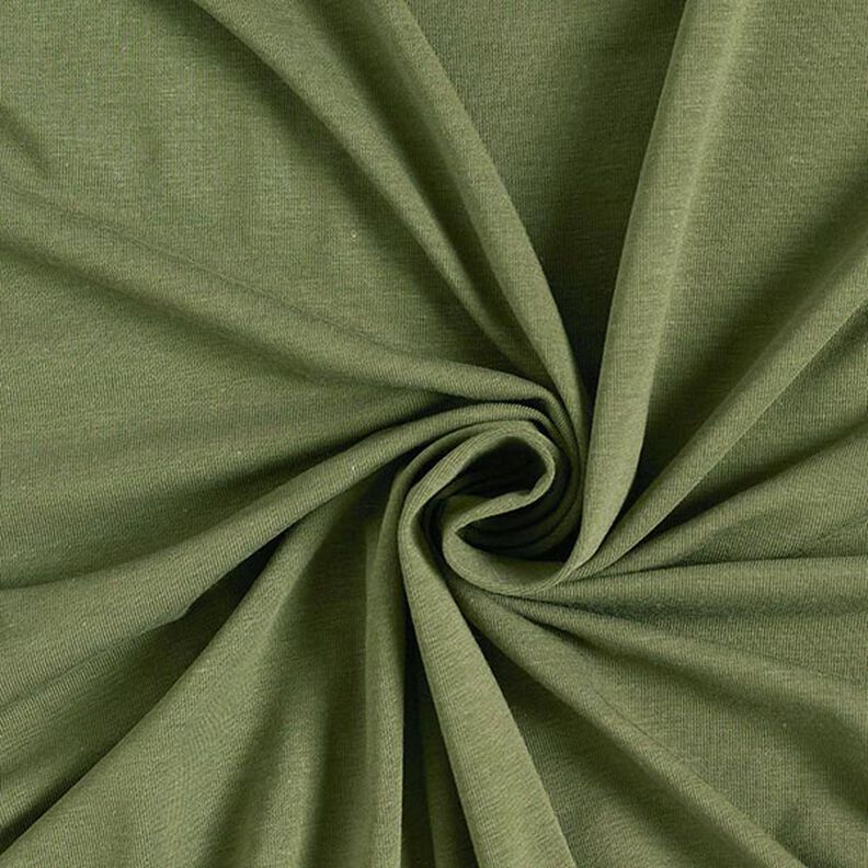 Bambus Viskosejersey Ensfarvet – olivengrøn,  image number 1