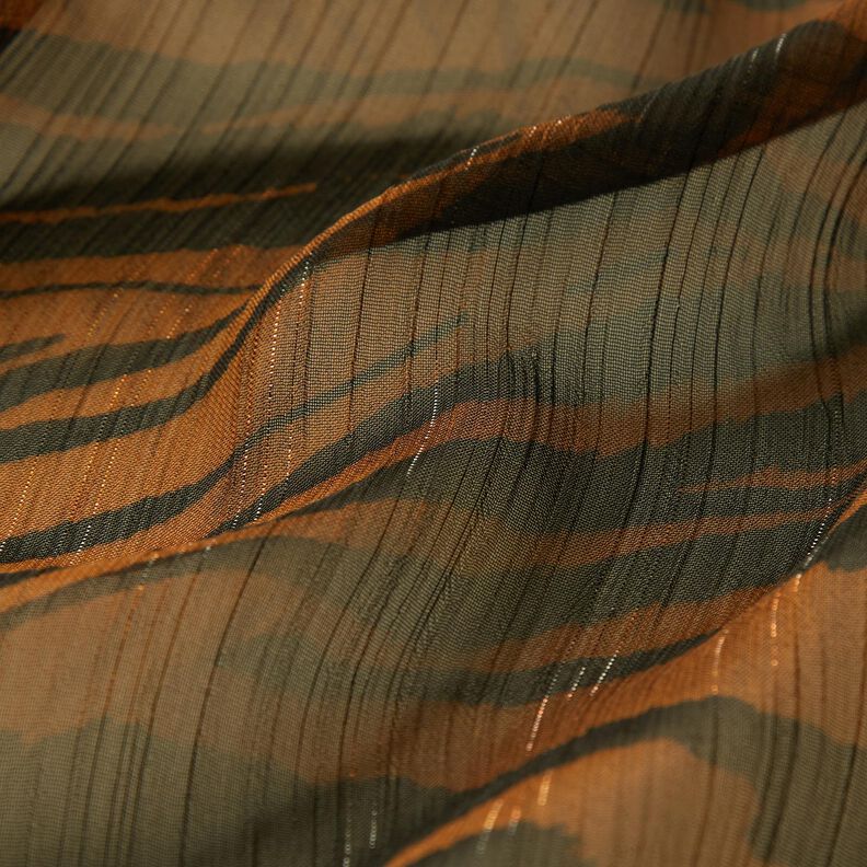 chiffon med glitter-nålestriber tigerprint – sort/kobberfarvet,  image number 2