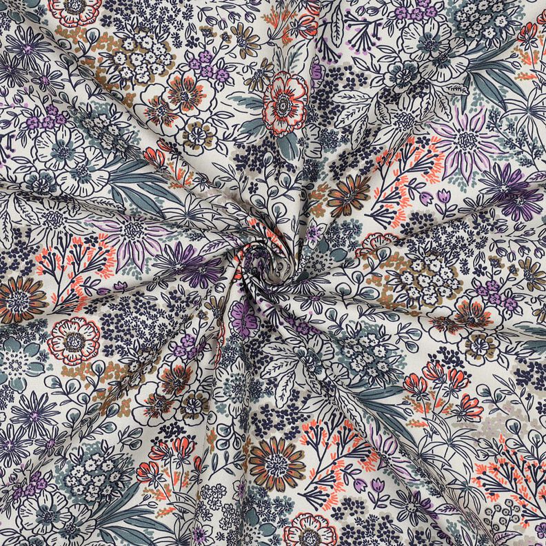 Bomuldspoplin vilde blomster | Poppy Fabrics – hvid,  image number 3