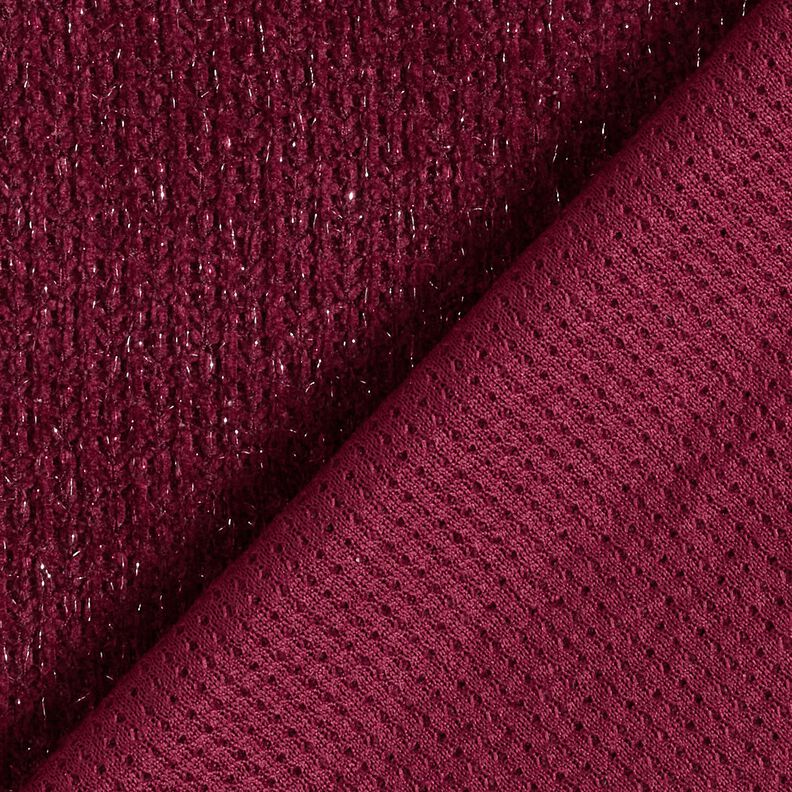 Chenille Strikjacquard glitter – bordeaux/sølv metallic,  image number 3
