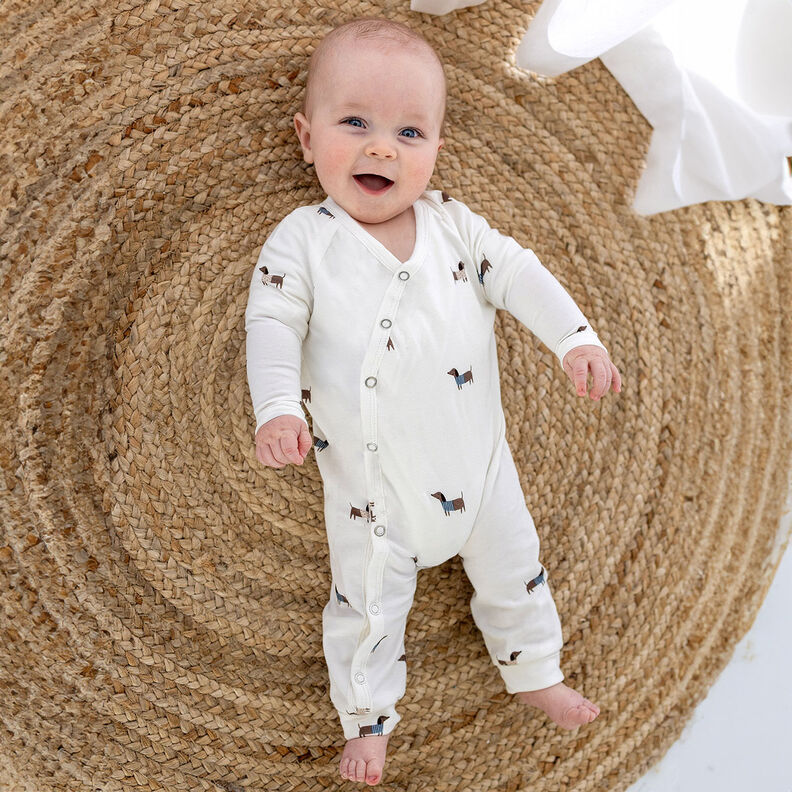 Bomuldsjersey glade gravhunde – elfenben,  image number 6