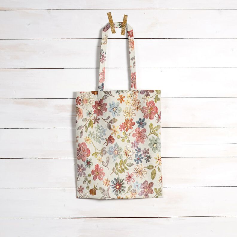 Dekorationsstof Gobelin farverige blomster – lysebeige/rosé,  image number 6