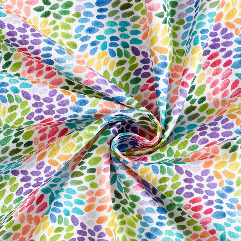 Bomuldspoplin regnbue-farvepletter Digitaltryk – hvid/farverig,  image number 3