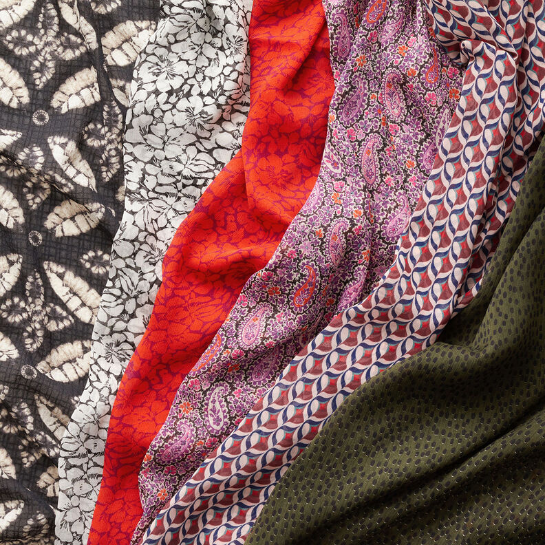 crêpe chiffon bladdesign – sort/beige,  image number 6