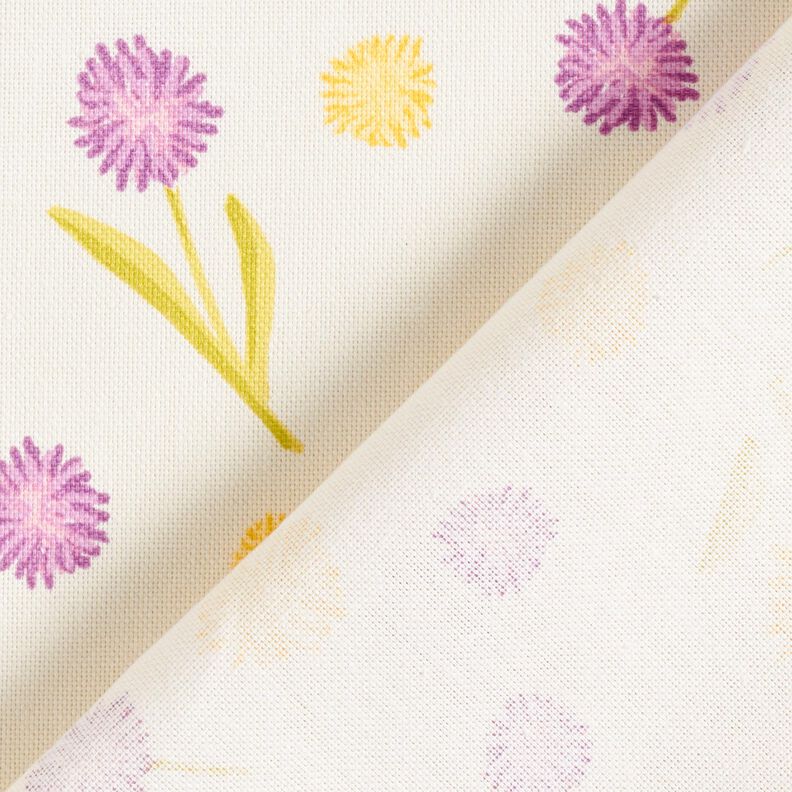 Dekorationsstof Halvpanama små forårsblomster – uldhvid/vaniljegul,  image number 4