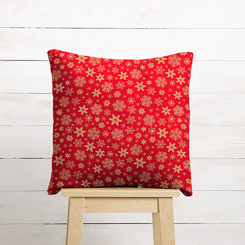 Bomuldsstof Poplin snekrystaller – rød/guld,  image number 8