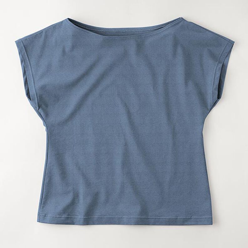 Bomuldsjersey Medium ensfarvet – jeansblå,  image number 9