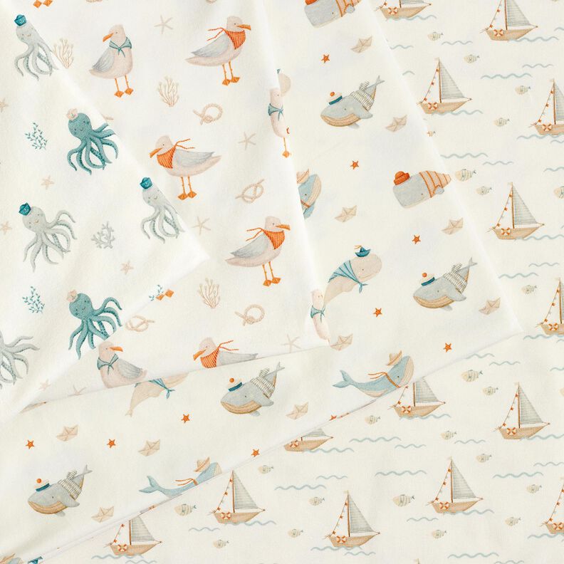 Bomuldsjersey Glade blæksprutter Digitaltryk – uldhvid,  image number 5