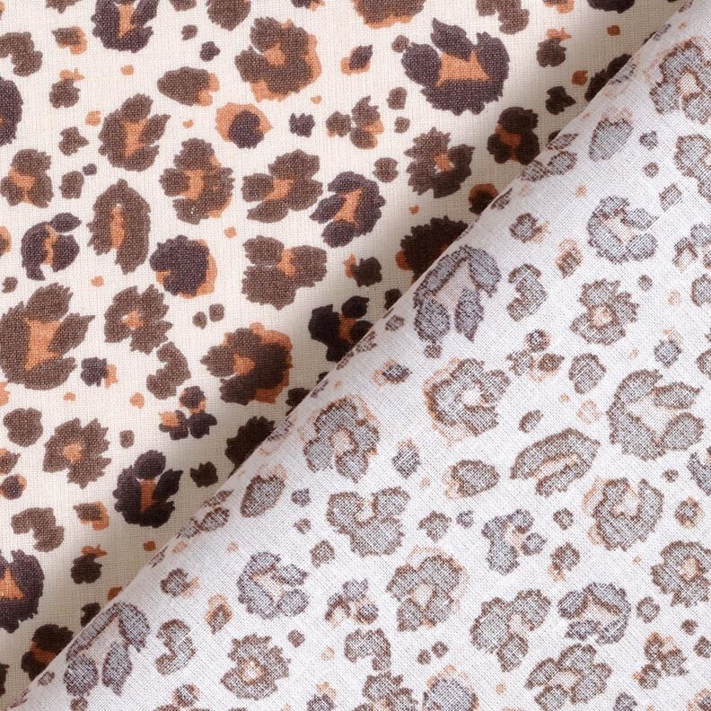 Bomuldsstof Cretonne store leopardpletter – mellembrun/lysebeige,  image number 4