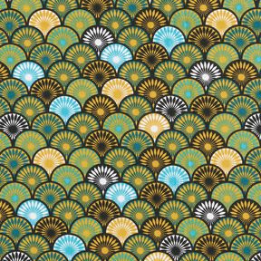 Bomuldsstof Cretonne runde vifter – petrol, 