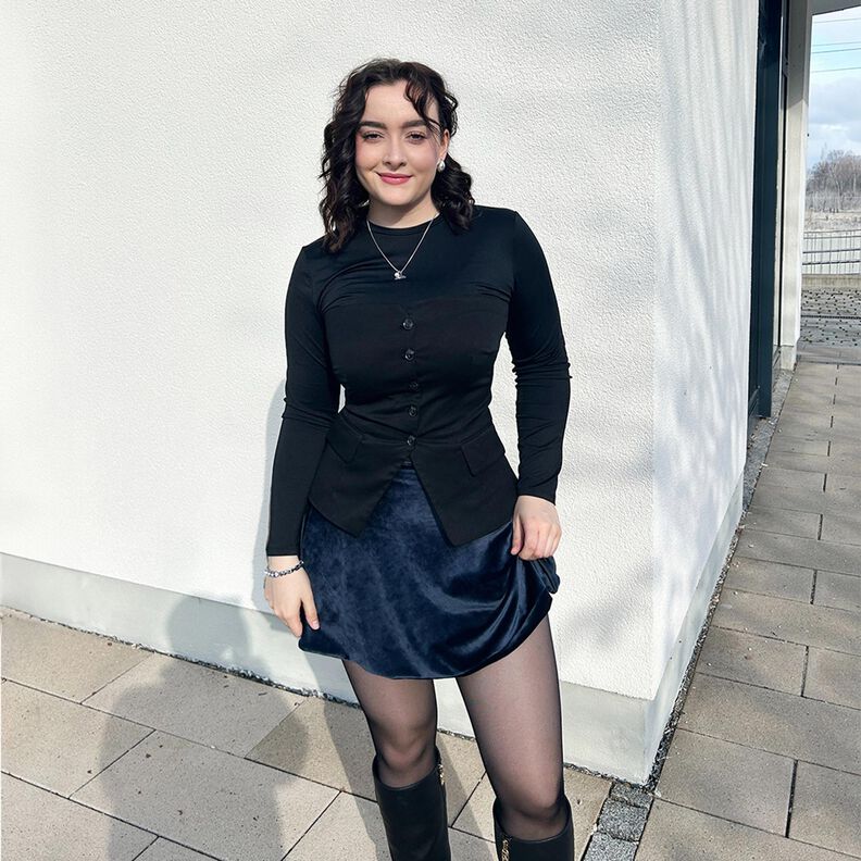 Strækfløjl Nicki – marineblå,  image number 4