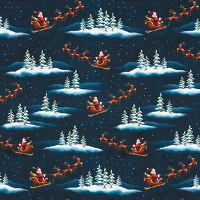 French Terry Sommersweat Julemanden kommer | Glitzerpüppi – natblå/chili, 