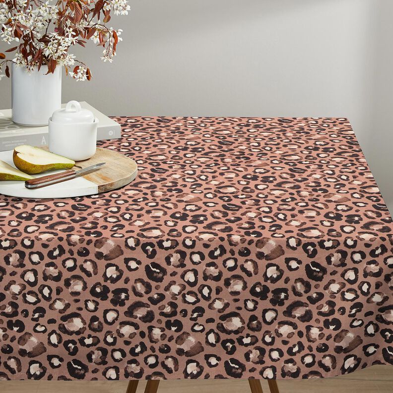 Dekorationsstof Canvas løve-polkaprikker – kanel/sort,  image number 5