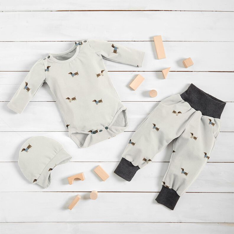 Bomuldsjersey glade gravhunde – elfenben,  image number 5