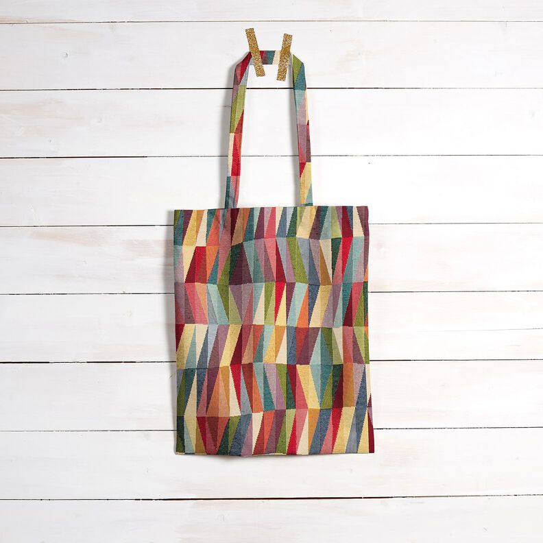 Dekorationsstof Gobelin grafisk zigzag – lysebeige/karminrød,  image number 8