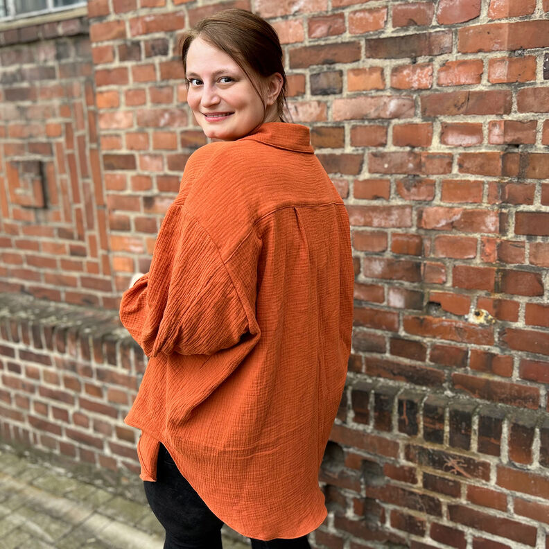 Musselin/Dobbelt-Crincle stof – terracotta,  image number 8