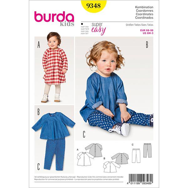 Babykjole | Bluse | Bukser, Burda 9348 | 68 - 98,  image number 1