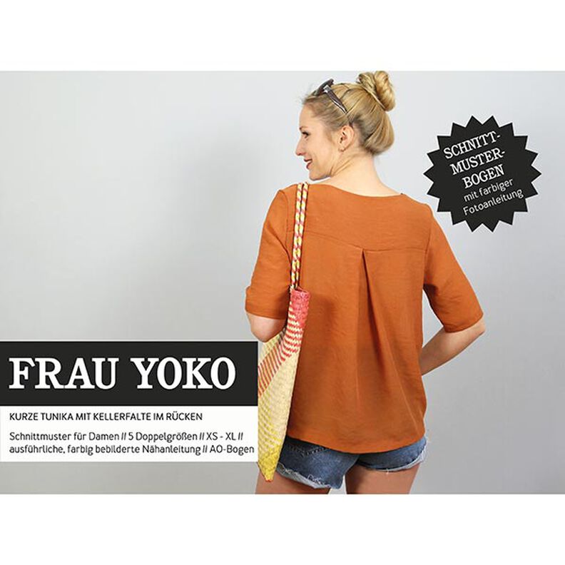 FRAU YOKO - kort tunika med omvendte læg i ryggen, Studio Schnittreif  | XS -  XXL,  image number 1