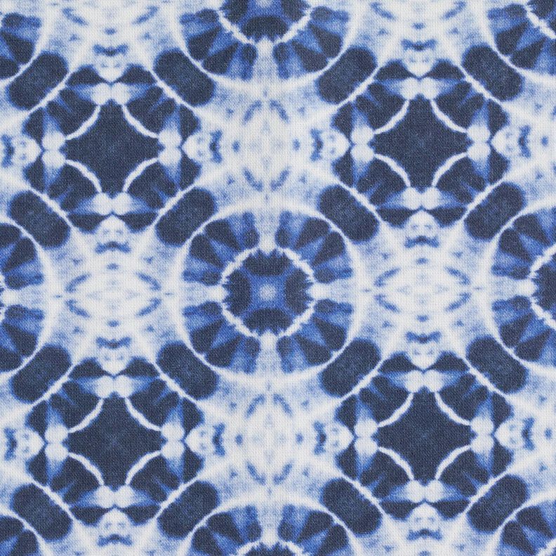 Dekorationsstof Canvas batikcirkler – indigo/hvid,  image number 5