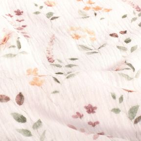 Musselin/Dobbelt-Crincle stof Vild eng Digitaltryk – hvid, 