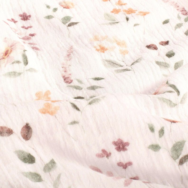 Musselin/Dobbelt-Crincle stof Vild eng Digitaltryk &ndash; hvid,  image number 2