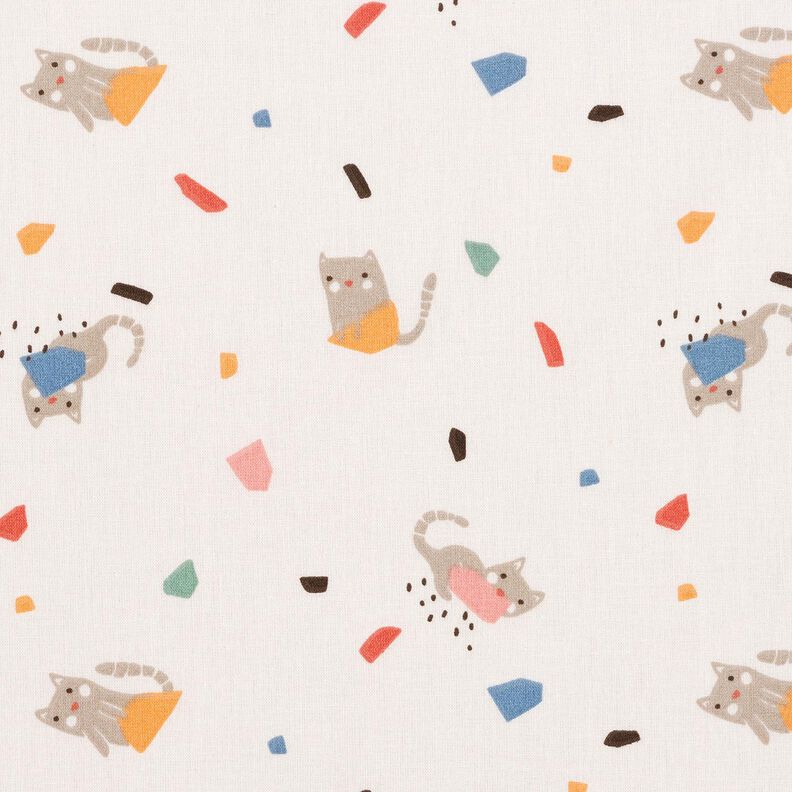 Bomuldspoplin Kattekonfetti – elfenben/lys taupe,  image number 1