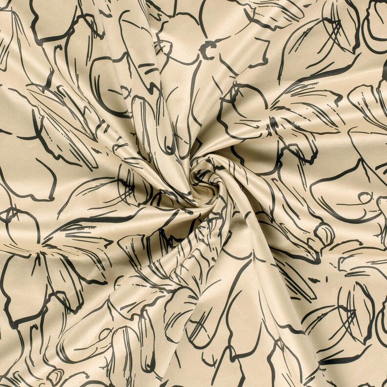 Blomsterskitser i stretchvelour – sand/sort,  image number 3