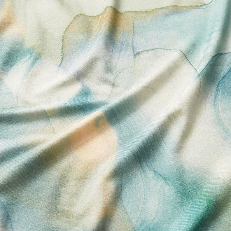 Viskosejersey marmor – aquablå,  image number 2