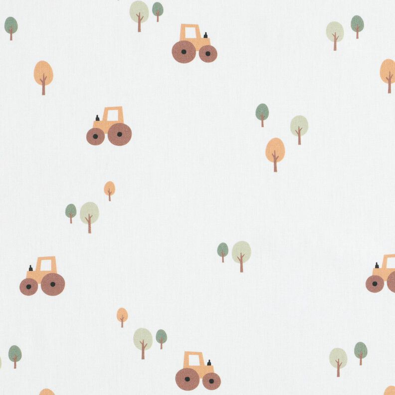 Bomuldspoplin traktor på en stor mark – elfenben,  image number 1