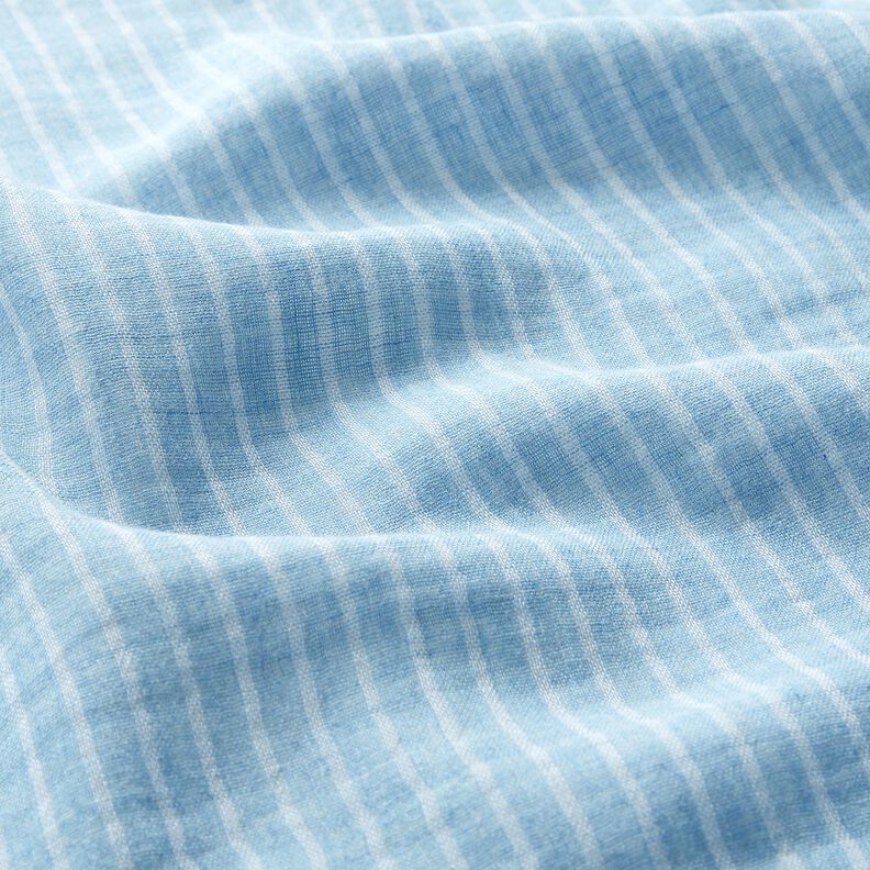 Musselin/Dobbelt-Crincle stof garnfarvede striber | Poppy Fabrics &ndash; str&aring;lende bl&aring;/hvid,  image number 2