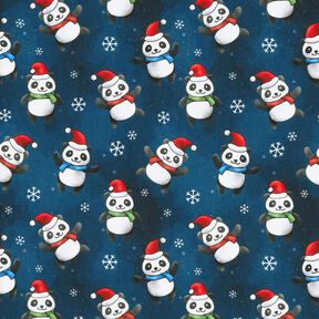 Bomuldsjersey Panda i julestemning | Glitzerpüppi – natblå/chili, 