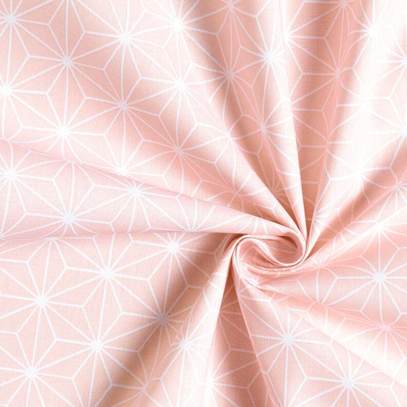 Bomuldsstof Cretonne Japanske stjerner Asanoha – rosa,  image number 4