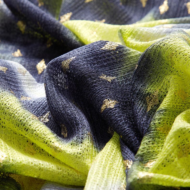 Strikblonde batik og gulddiamanter – marineblå/neongul,  image number 5