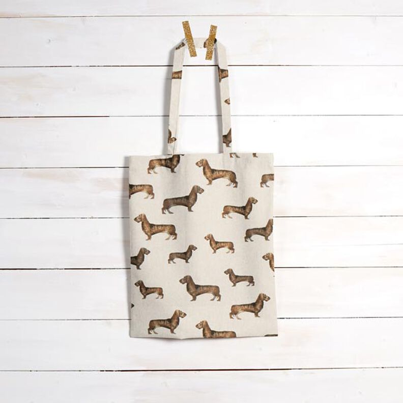 Dekorationsstof Halvpanama Gravhund – natur,  image number 5