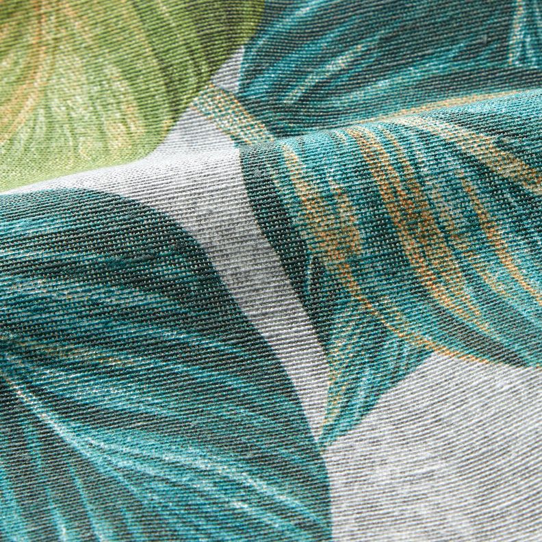 Dekorationsstof Canvas Ficus-blade  – blågran/grå,  image number 2