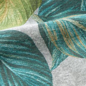 Dekorationsstof Canvas Ficus-blade  – blågran/grå, 