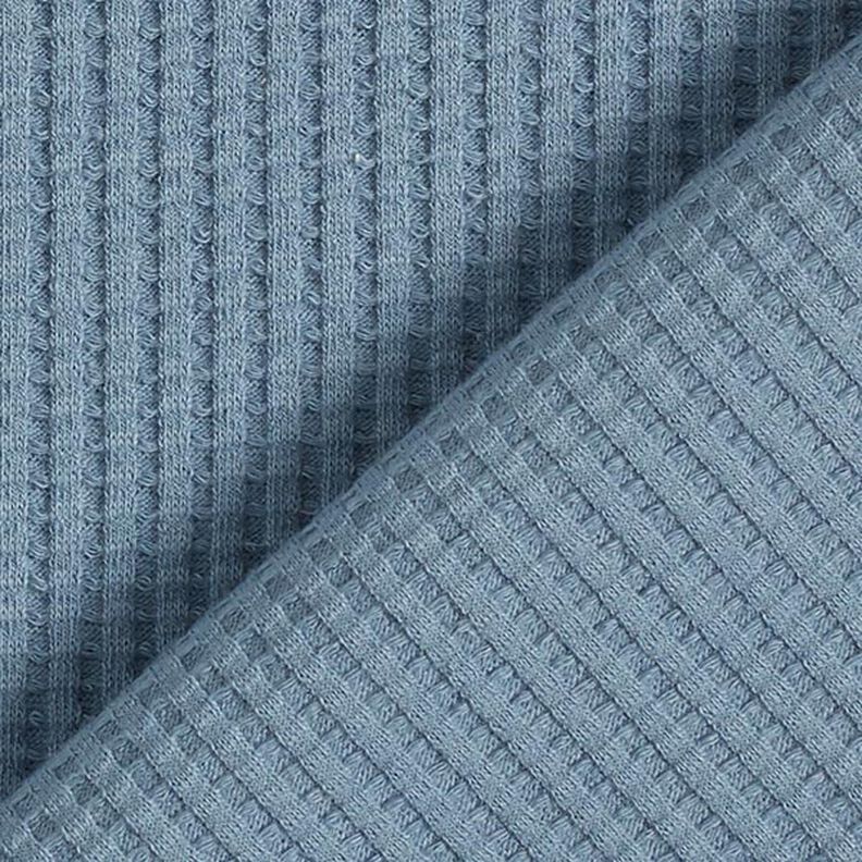 Vaffeljersey af bomuld ensfarvet – jeansblå,  image number 3