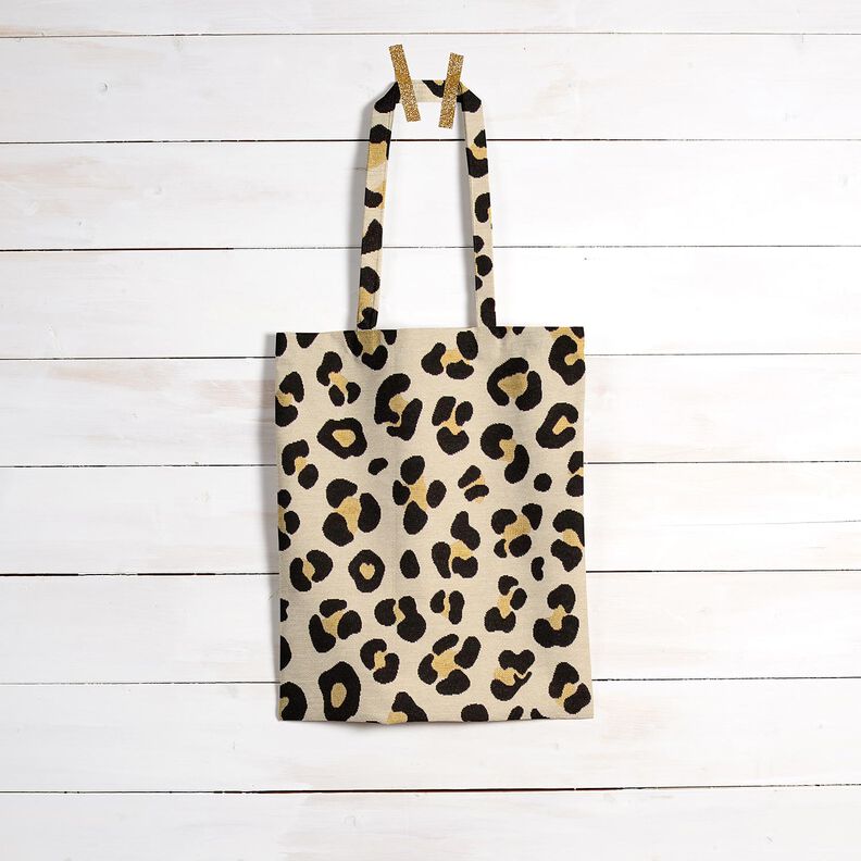 Dekorationsstof Gobelin Leopard – lysebeige/sort,  image number 8