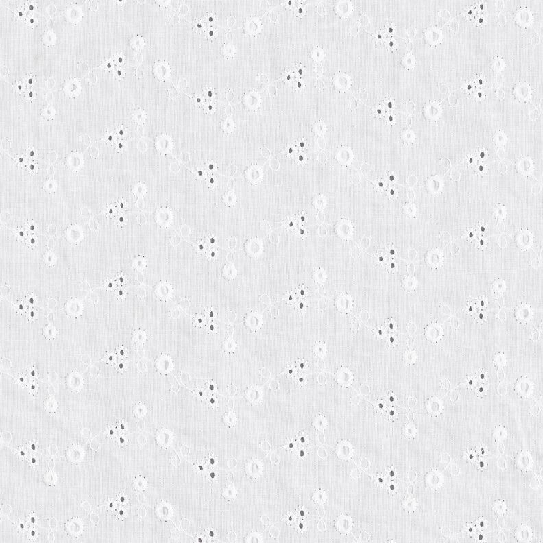 Bomuldsbatist Hulbroderi Blomster &ndash; hvid,  image number 1