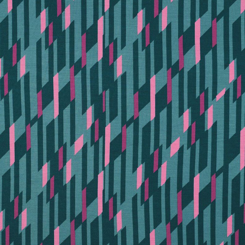 Romanit jersey abstrakte romber &ndash; petrol/rosa,  image number 1