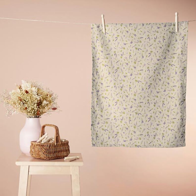 Dekorationsstof Halvpanama Lavendel – natur/lavendel,  image number 8